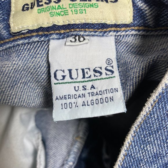 Guess Mens Jeans Shorts Light Wash Vintage Denim Blue Mexico Sz 36 - Picture 5 of 13